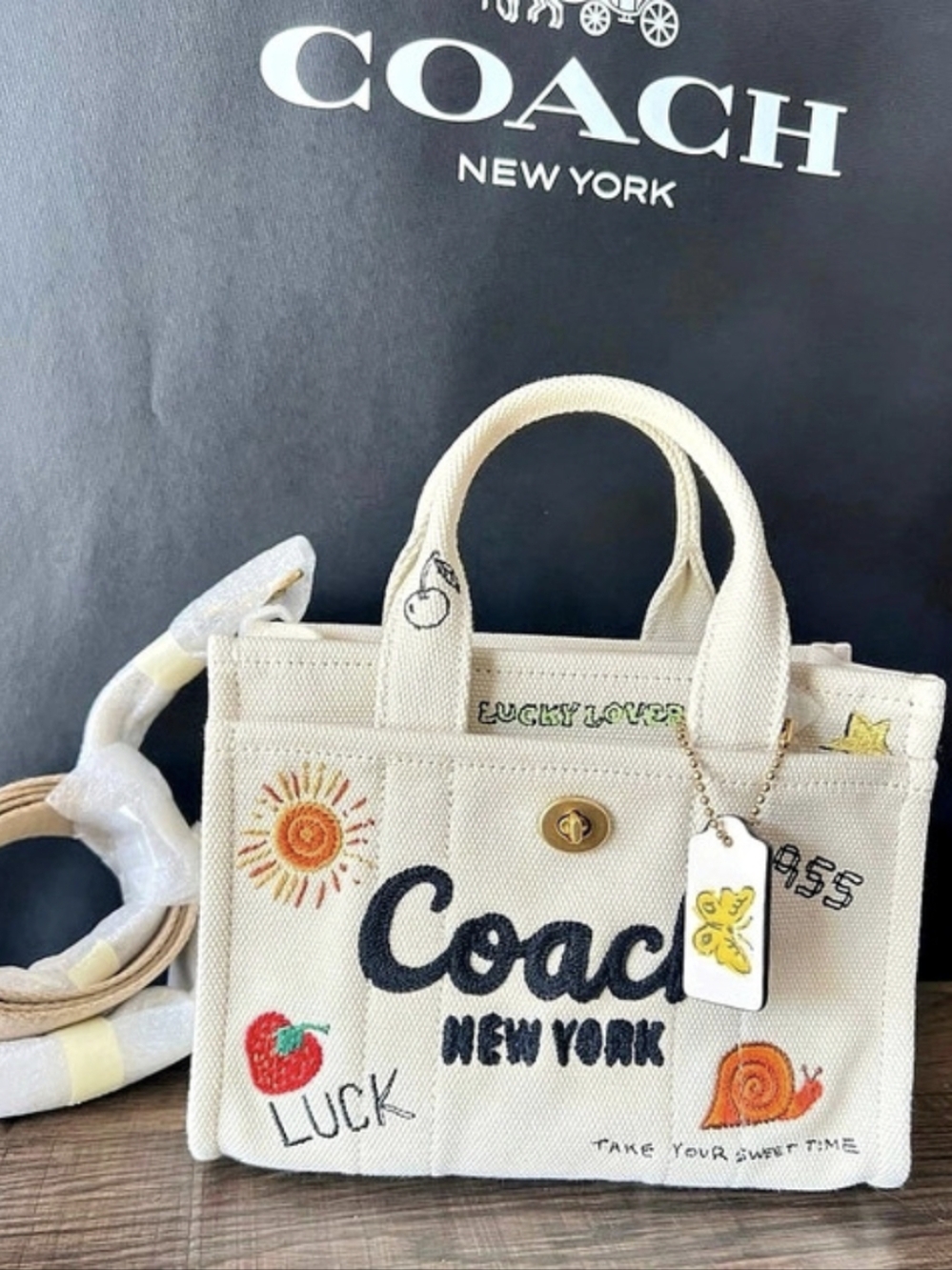 Coach Cargo Tote 20 Embroidered Tote in Cream (nwt)